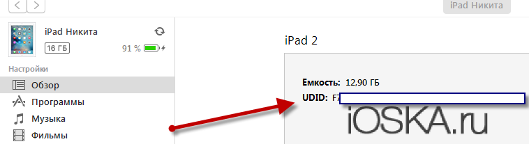 UDID в iTunes