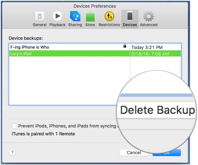 Как удалить резервную копию iPhone из iTunes с компьютера